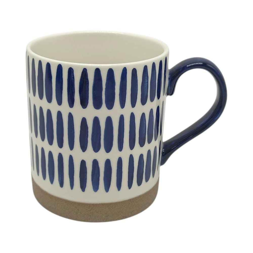 Pocillo de Cerámica Blanca con Lineas Azules 16.2 Onzas Taza de Cerámica de 16.2 oz Color…