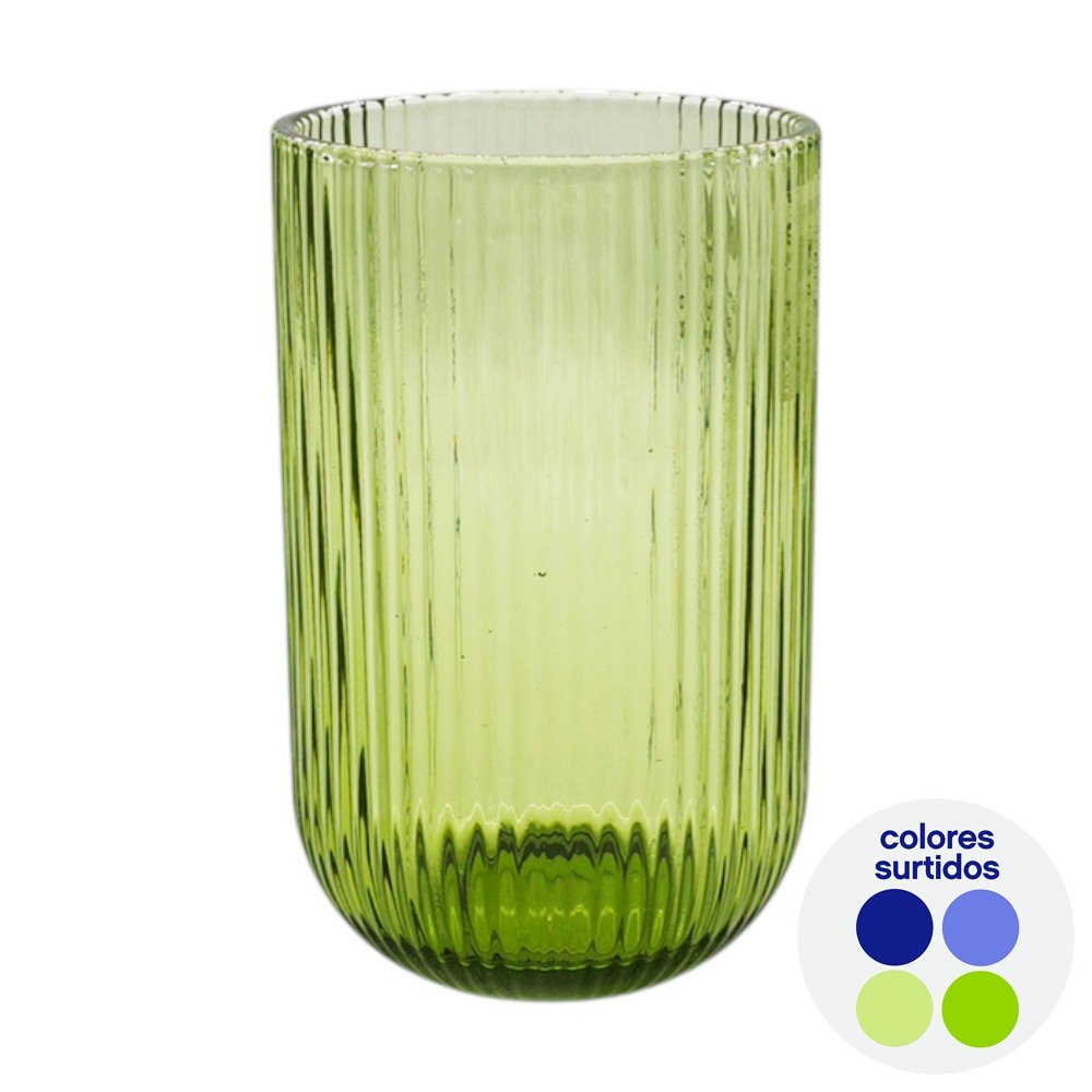 Vaso de Vidrio con Relieve para Agua, Jugos o Refrescos de 14.2 oz - Colores Surtidos Vaso…