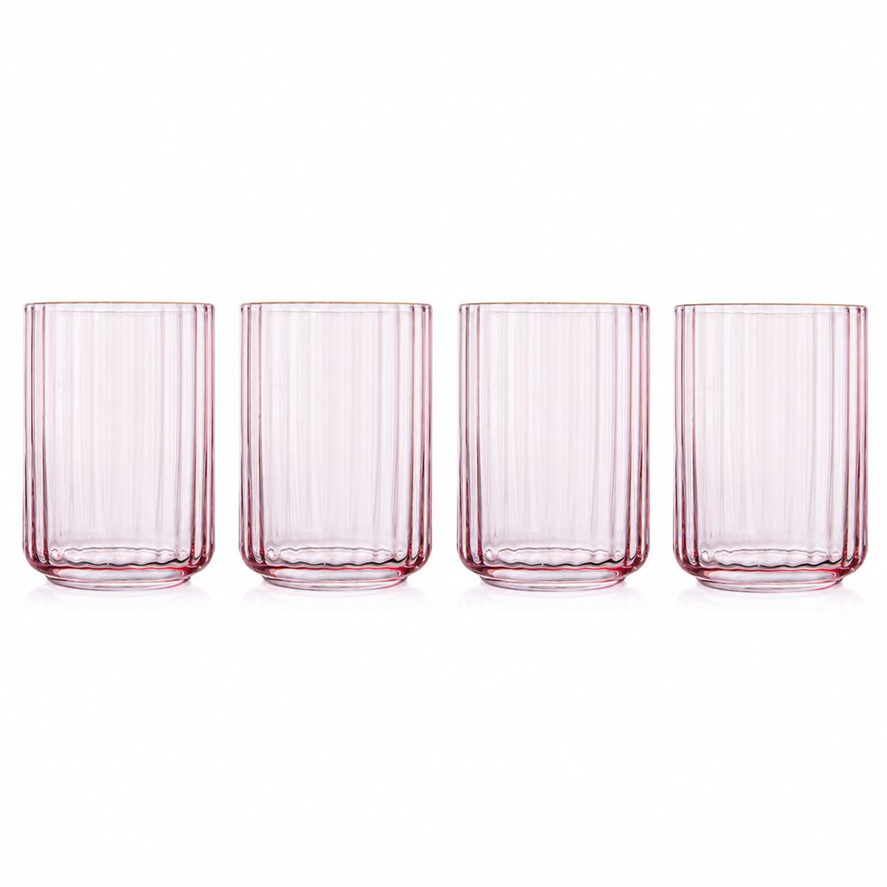 Set de 4 Vasos Fiorella con Relieve Vertical de 11.3 oz Color Rosado
