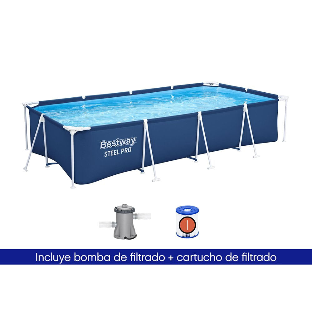 Piscina Estructural Steel Pro Rectangular con Bomba y Filtro 4 x 2.11 x 0.81 Metros