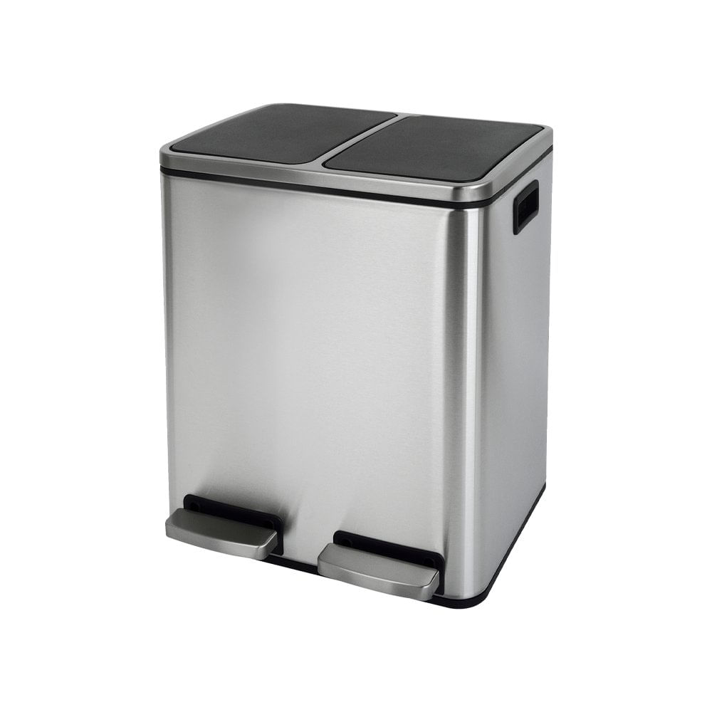 Basurero de Doble Compartimiento de 60 L en Acero Inoxidable con Pedal Cierre Suave