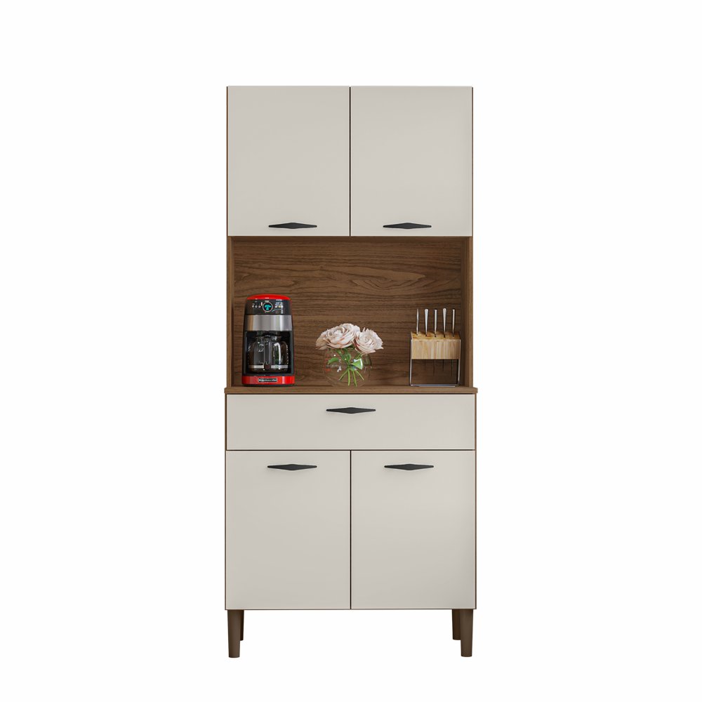 Gabinete de Cocina con 4 Puertas y 1 Gaveta de 170 x 74 x 36 cm Beige y Crema