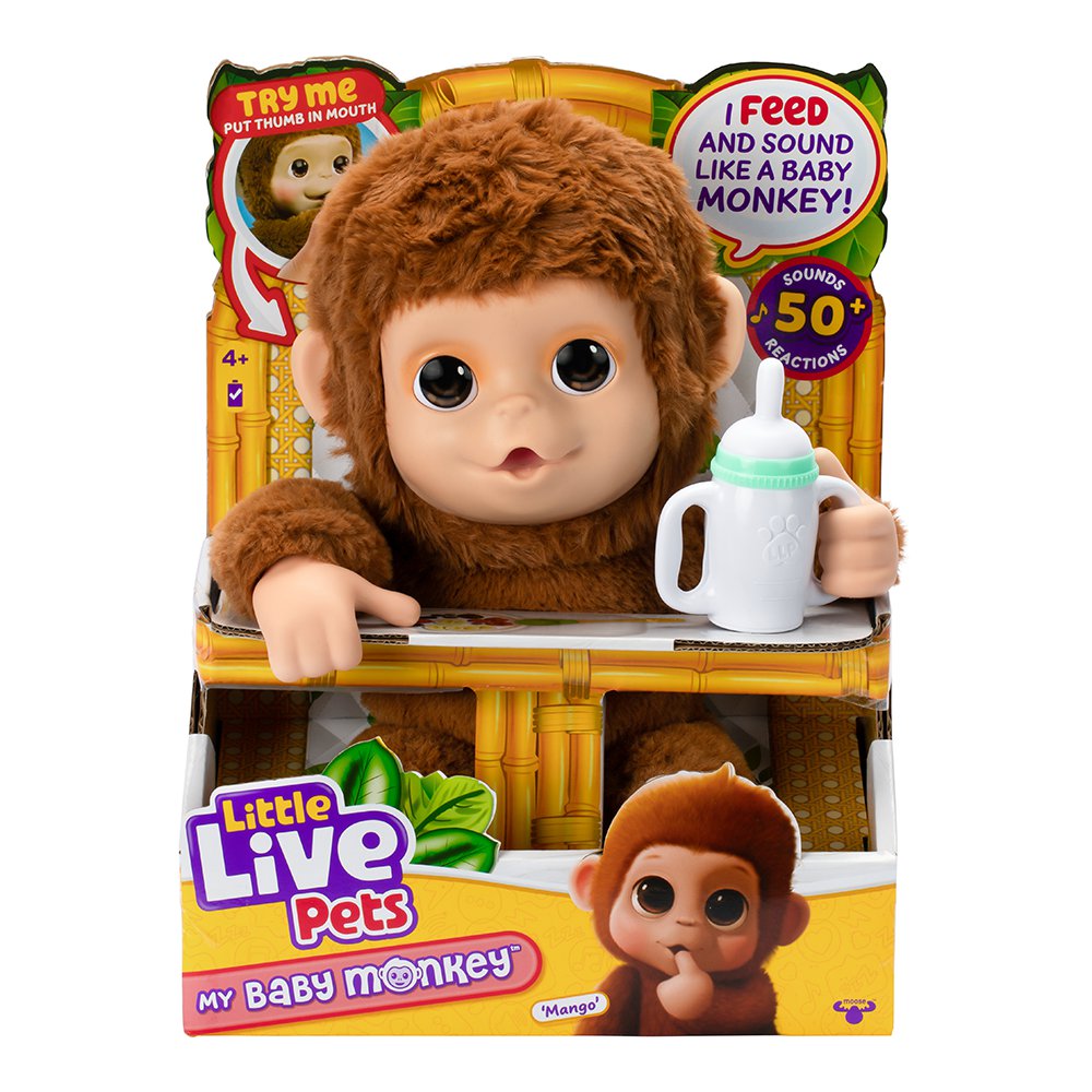 Peluche Interactivo Little Live Pets My Baby Monkey Mango con Sonidos y Accesorios Peluche…