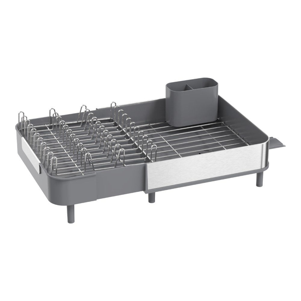Escurridor Extensible de Acero Inoxidable para Platos con Bandeja de Goteo Color Gris
