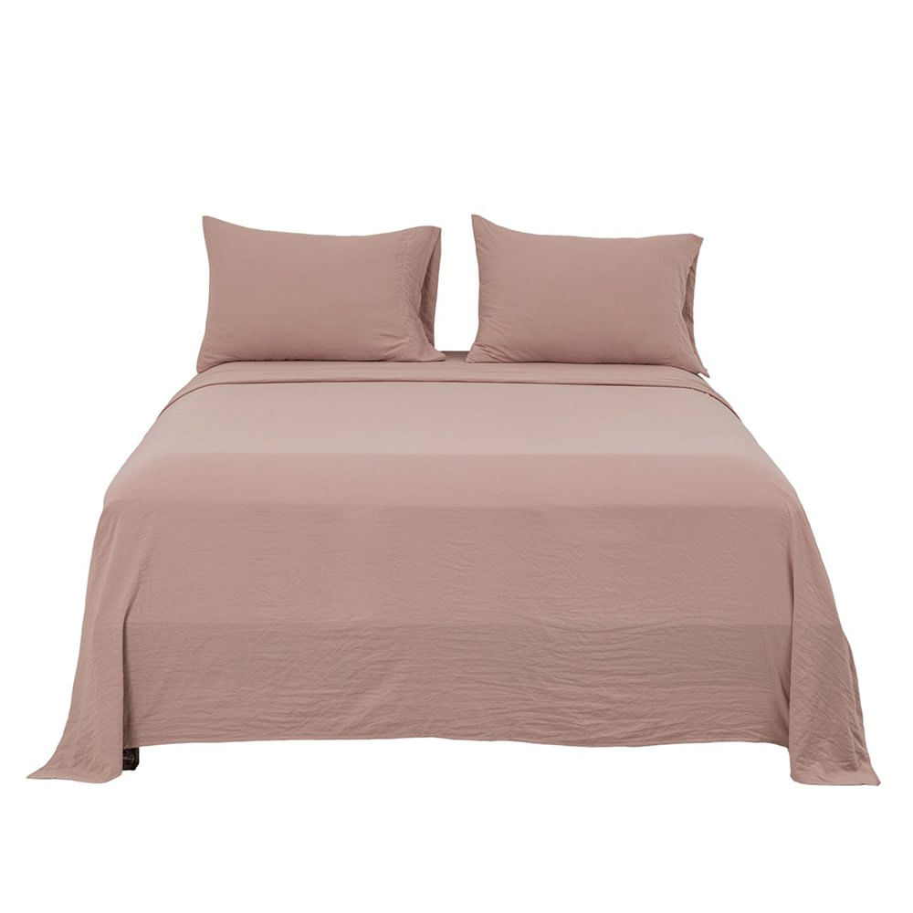 Set de Sábanas Matrimonial 4 Piezas Microfibra 95 GSM Color Rosado