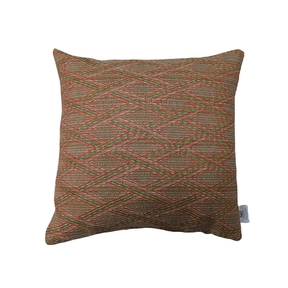 Cojín Relleno Cuadrado 45 x 45 Cm Tejido Color Naranja, Café y Verde Diseño Geométrico Coj…