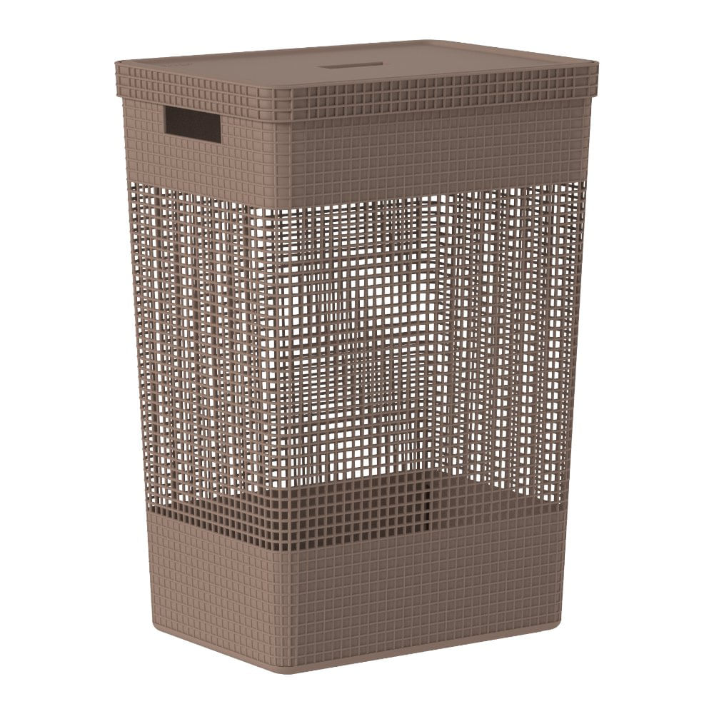 Canasta para Ropa Grid 49 L con Tapadera Color Marrón