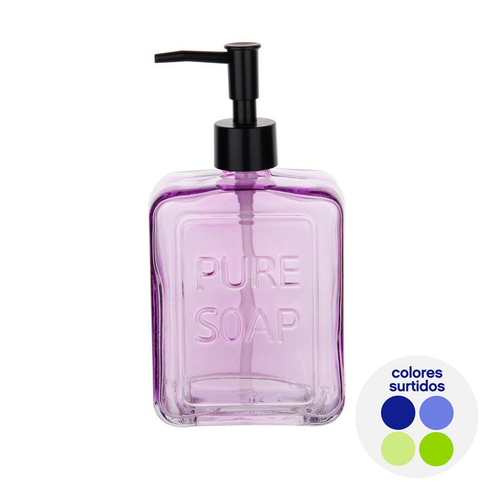 Dispensador de Jabón de Vidrio 350 mL para Baño - Colores Surtidos