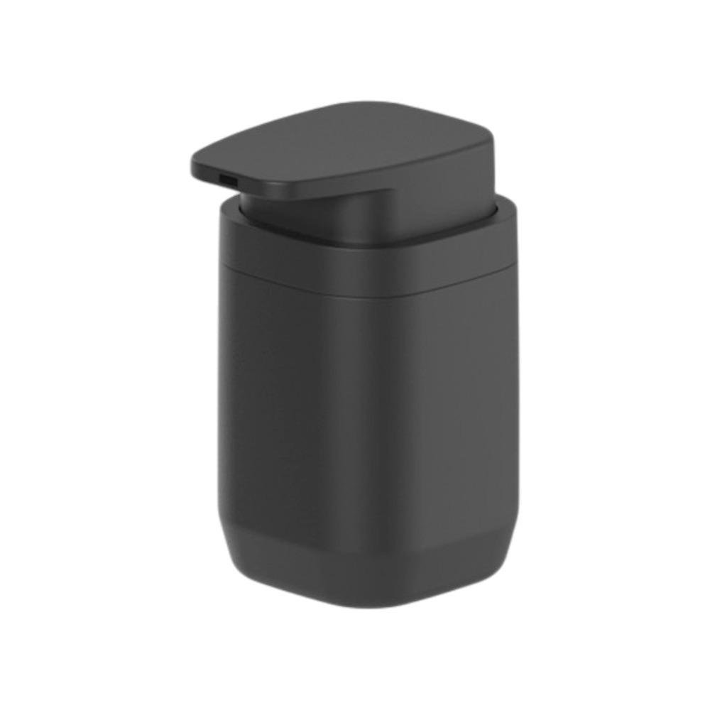 Jabonera con Dosificador de Plástico Diseño Cuadrado Color Negro