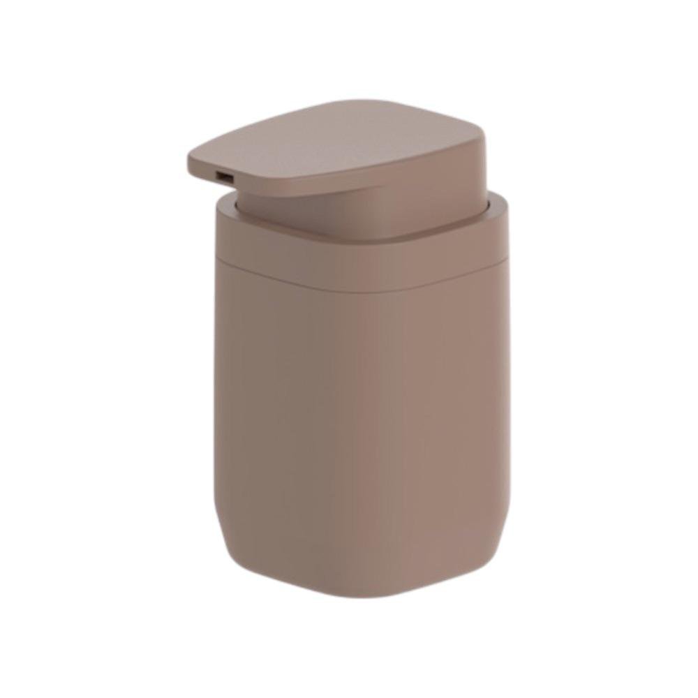 Jabonera con Dosificador de Plástico Color Café Diseño Cuadrado
