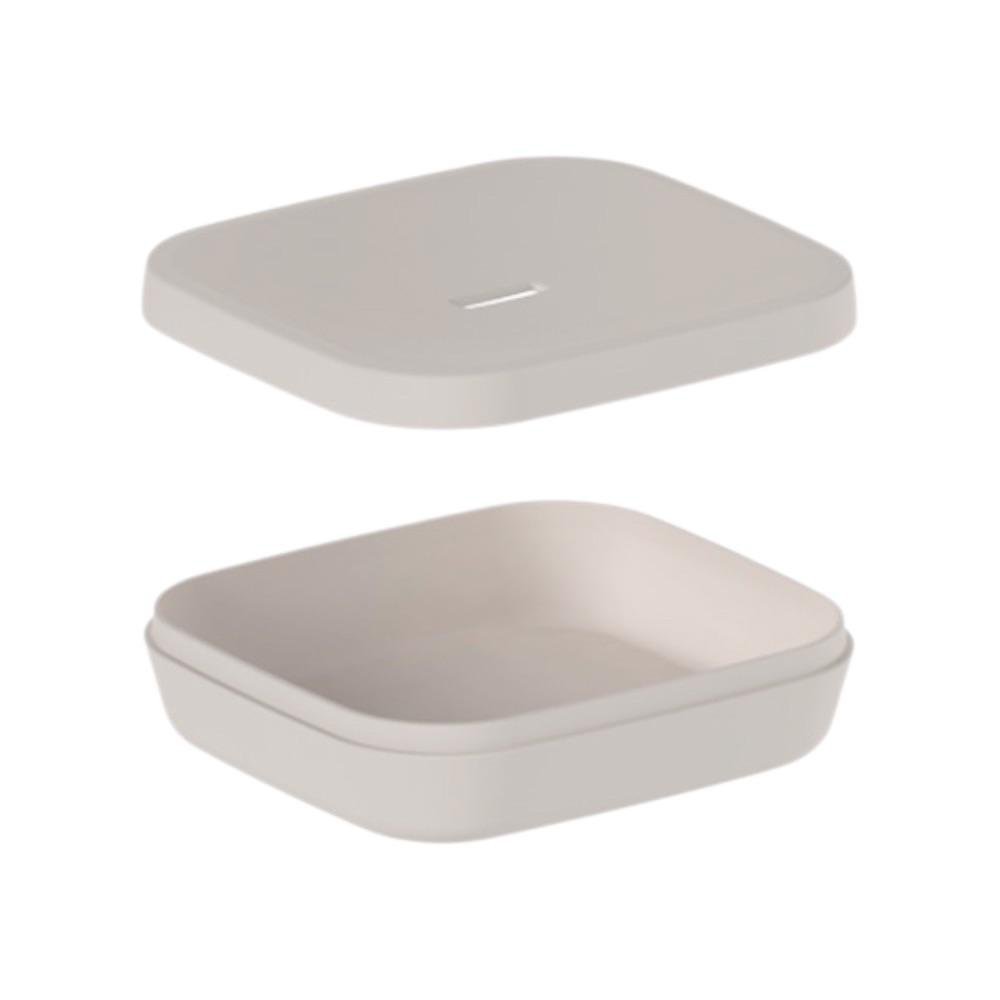 Jabonera con Tapa Diseño Cuadrado para Baño y Lavamanos Color Beige