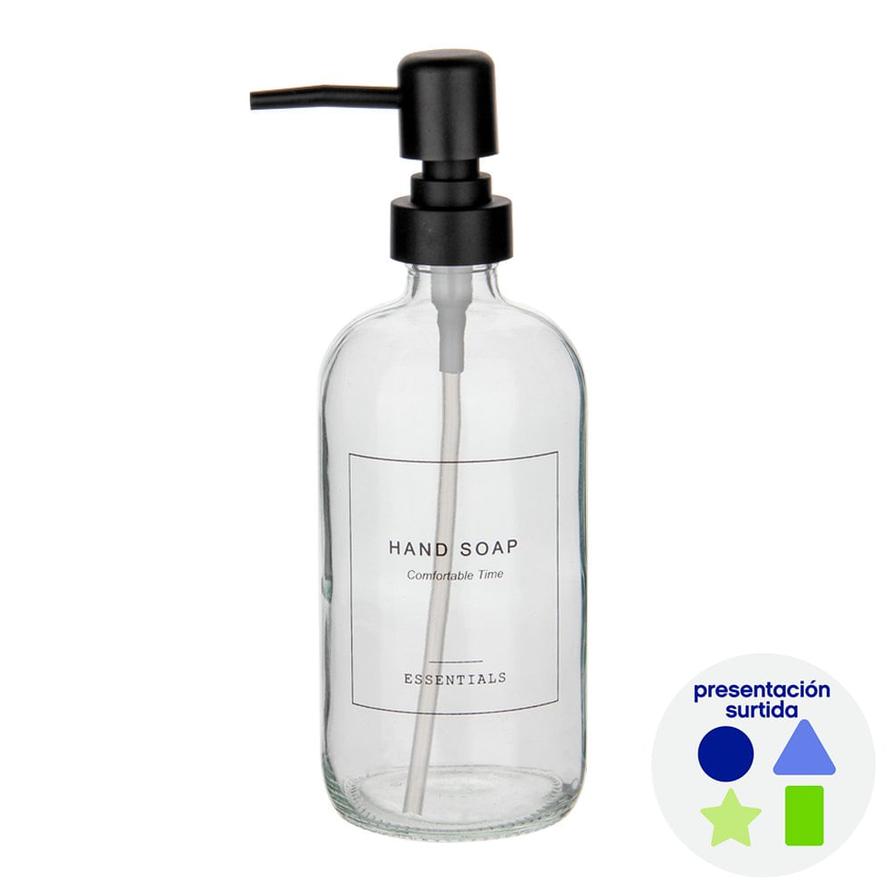 Dispensador de Jabón 500 mL de Vidrio Colores Surtidos
