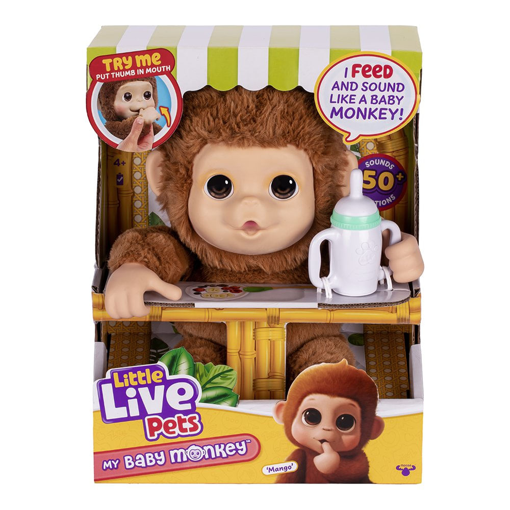 Mascota Interactiva Little Live Pets My Baby Monkey Mango con Sonidos y Accesorios Mascota…