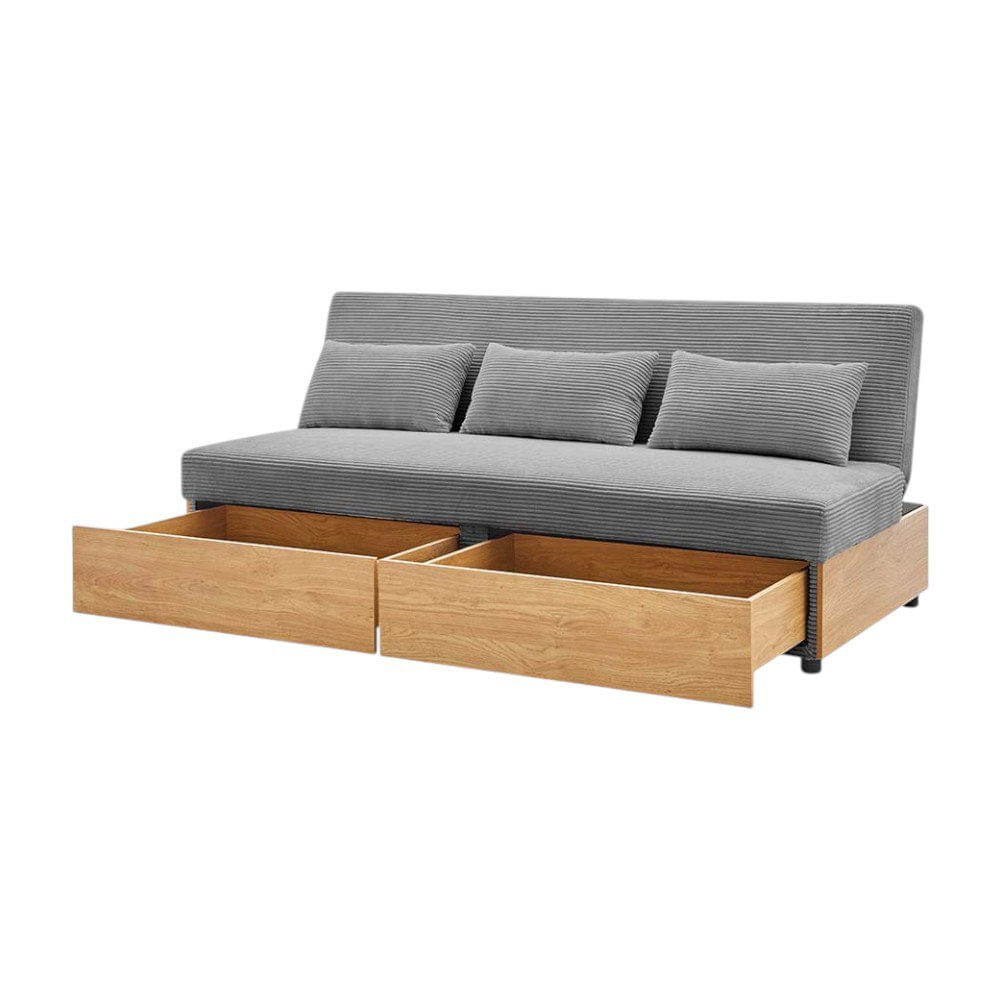 Sofá Cama Mike de 3 Asientos con Gavetas Integradas Color Gris