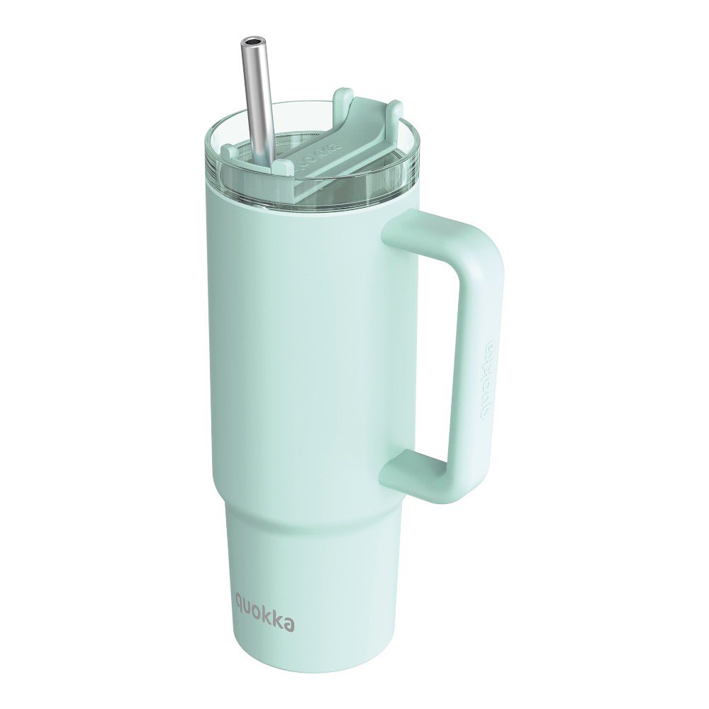 Vaso Térmico de Acero Inoxidable de 950 mL con Asa y Pajilla Color Verde Menta