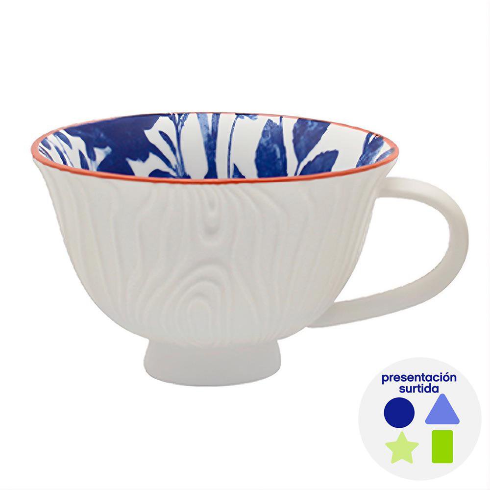 Taza Blue Indigo en Cerámica de 14 oz - Diseños Surtidos Azul y Blanco