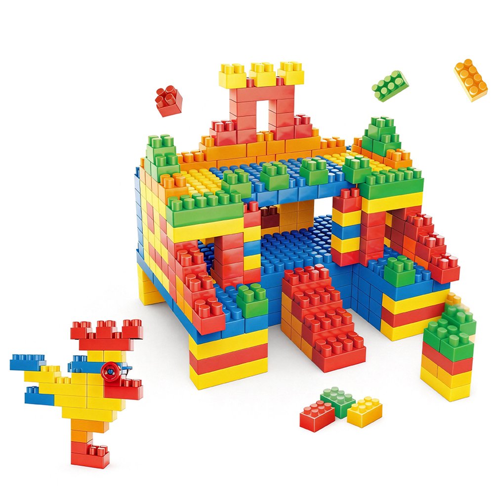 Bloques de Construcción en Caja con Asa de 230 Piezas 3+ Años Color Verde Bloques de Construcción Infantil en Caja con Asa Color Rojo para Niño 230 Piezas