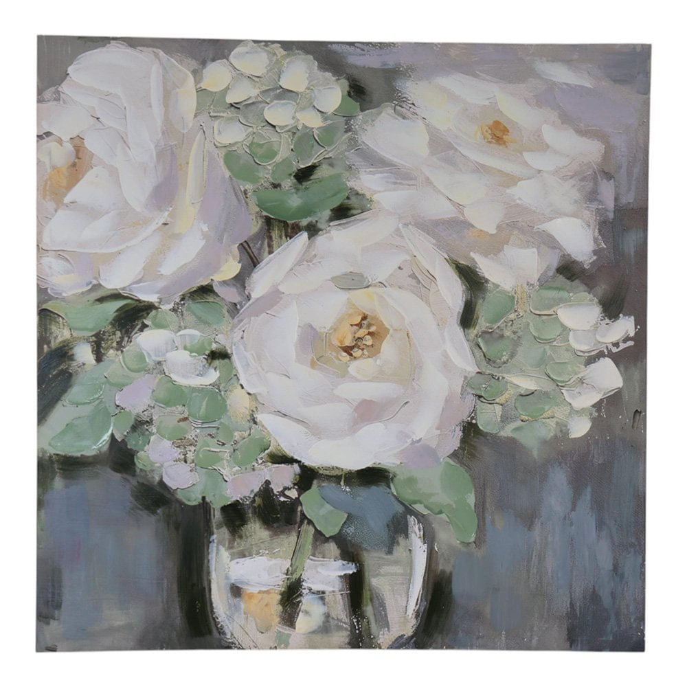 Cuadro Decorativo de Flores Blancas en Jarrón de 100 x 100 cm