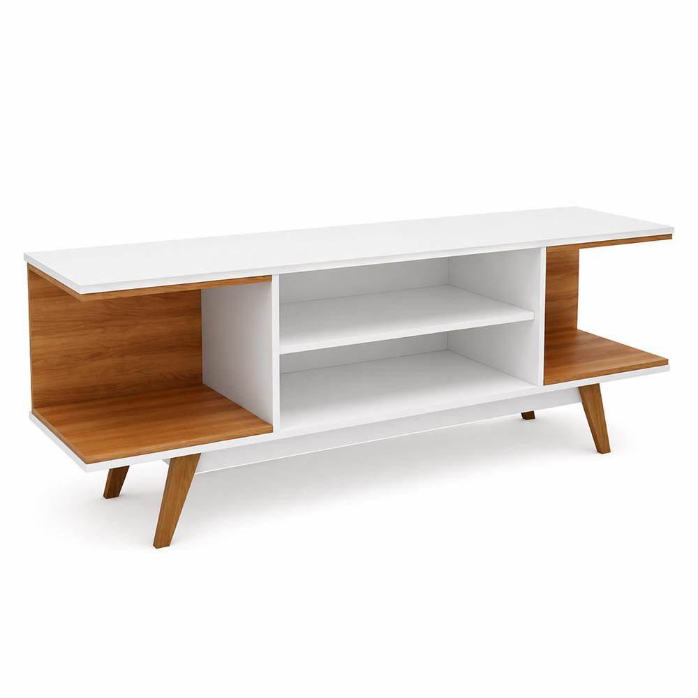 Mueble para TV Toledo con Repisas de 150 x 56 x 38 cm Color Blanco y Café Mueble para TV T…
