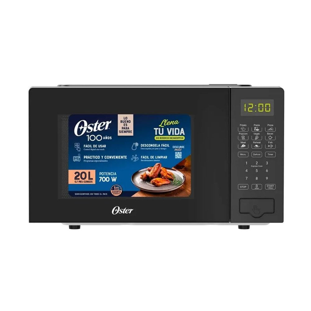 Microondas Digital de 20 Litros 700 W con Función Descongelar Color Negro