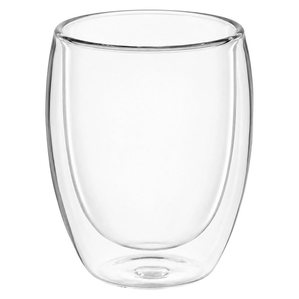 Set de 2 Vasos de Vidrio de Doble Pared 12 oz para Bebidas Frías o Calientes Transparente
