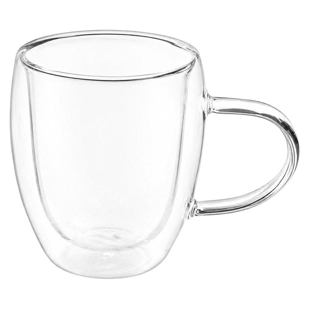 Set de 2 Tazas de Vidrio Doble Pared 12 oz para Café o Té Transparente