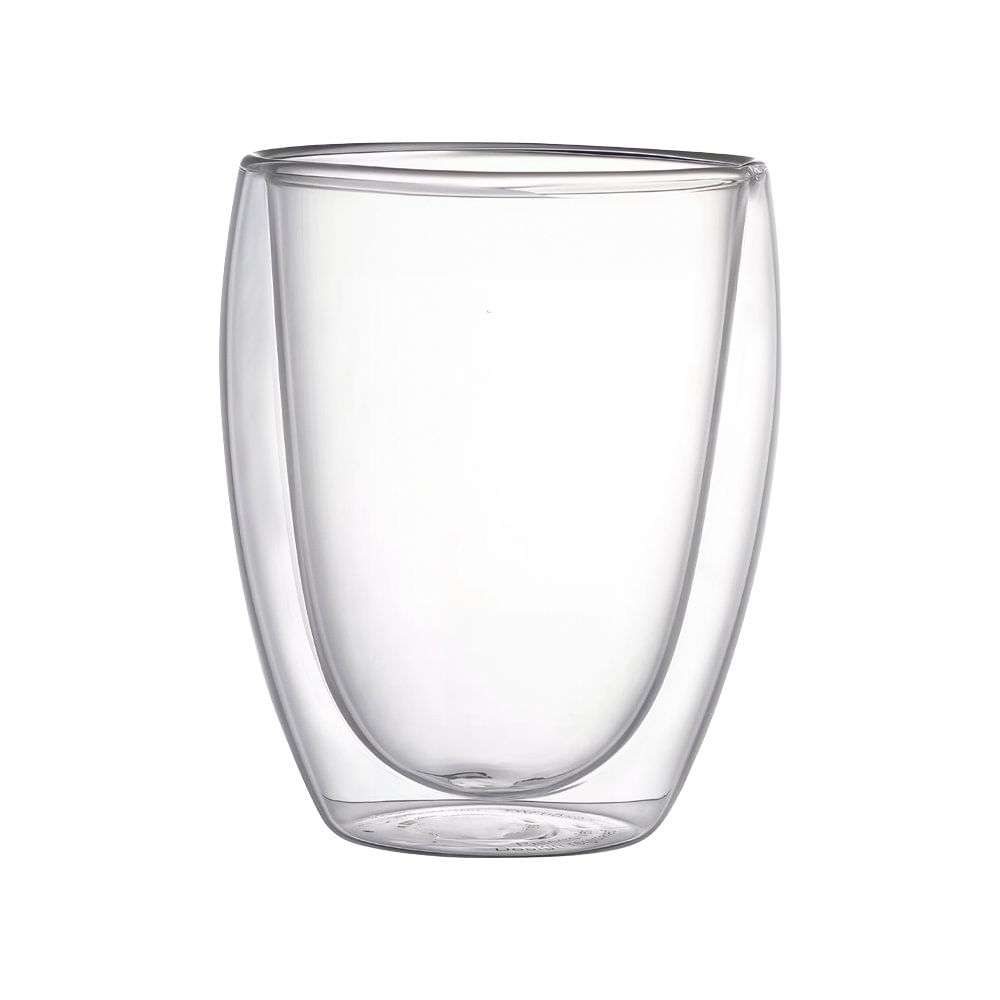 Set de 2 Vasos de Vidrio de Doble Pared 16 oz para Bebidas Frías o Calientes Transparente