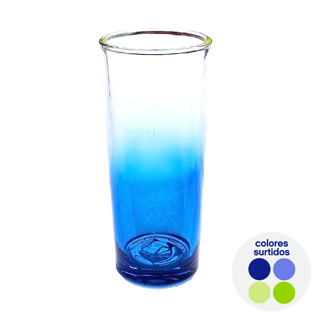 Vaso Alto de Vidrio de 11.5 oz para Bebidas Frías con Acabado Difuminado - Colores Surtido…