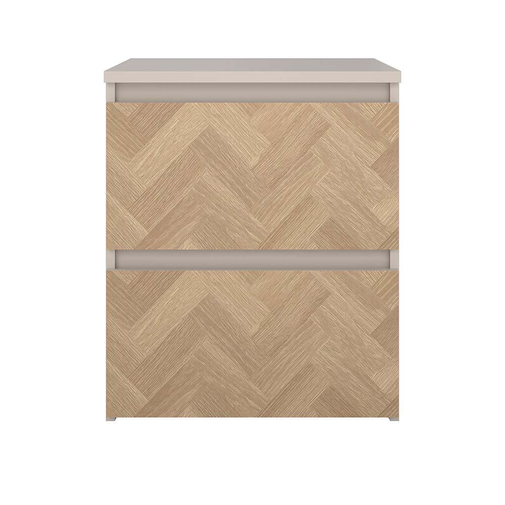 Mesa de Noche Maise con 2 Cajones Compacta para Dormitorio de 39.6 cm Color Roble