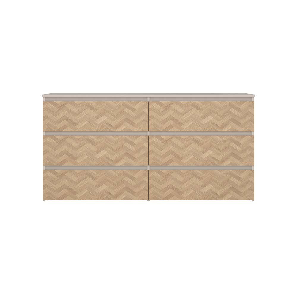 Gavetero Maise con 6 Cajones Amplio para Dormitorio de 138.1 cm Color Cashmere y Roble
