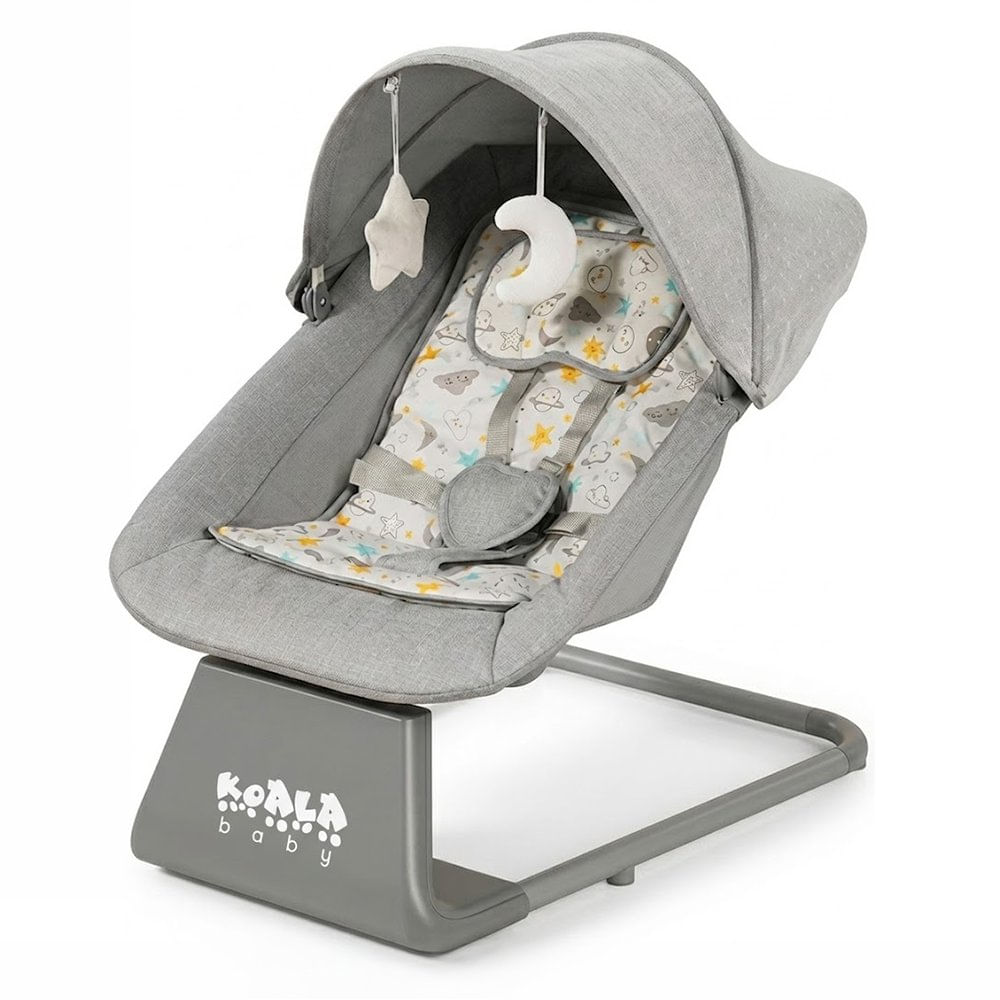 Sillita Tipo Mecedora con Toldo, Bluetooth y Control Remoto Color Gris Columpio Mecedor para Bebé con Toldo, Bluetooth y Control Remoto Gris 69 x 54 x 78 cm