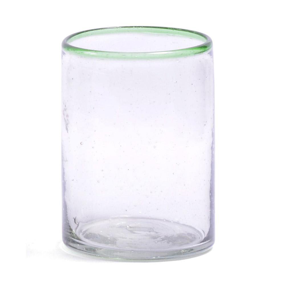 Vaso de Vidrio con Borde Verde