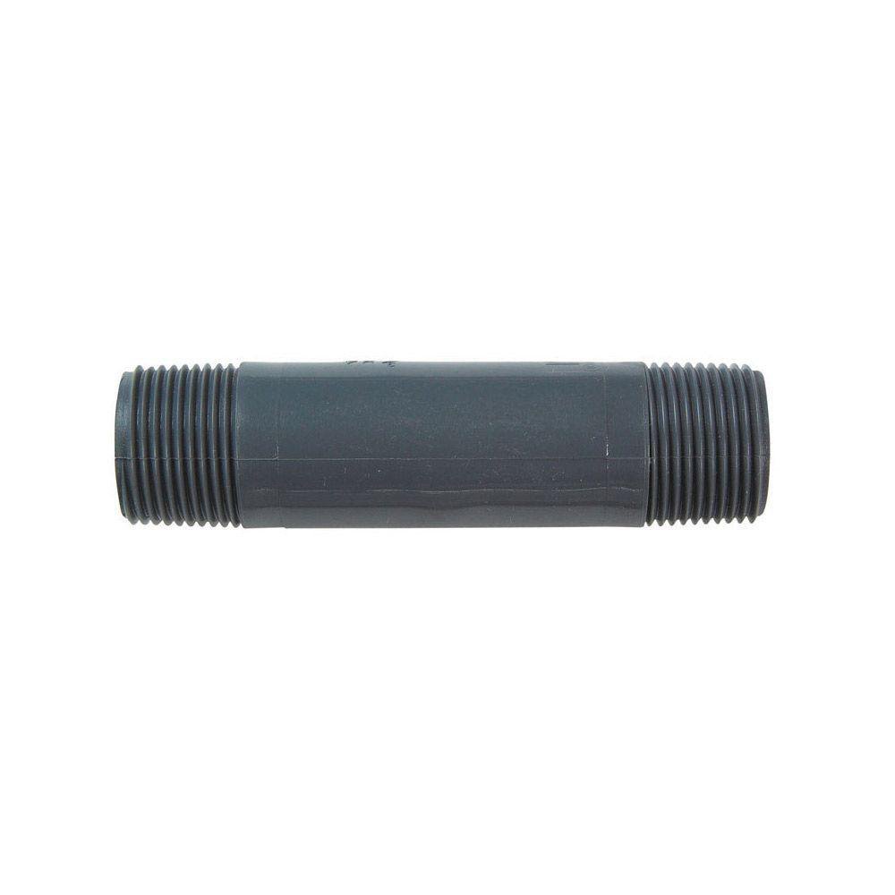 Niple 3/4 Plg x 4 Plg de PVC Gris