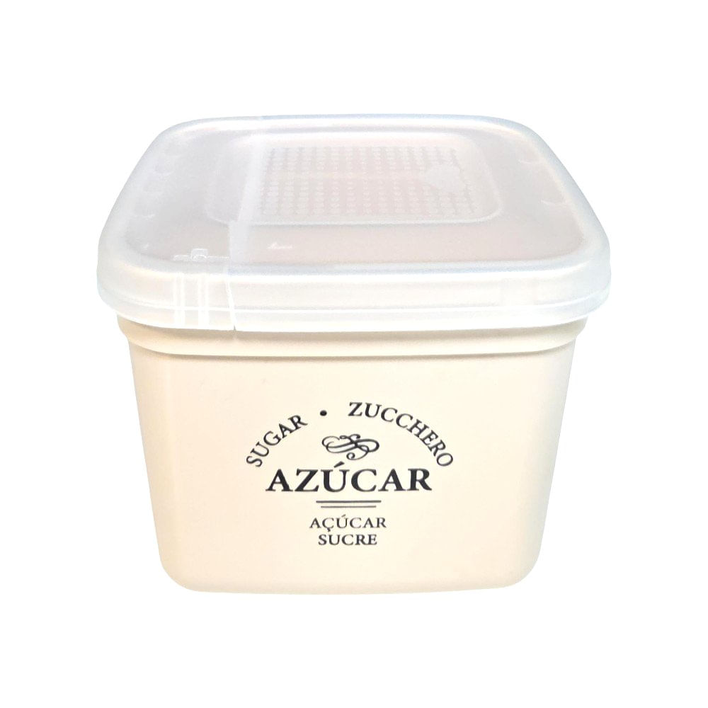 Especiero de 30 oz para Azúcar Plástico con Tapa Transparente Color Beige Vainilla