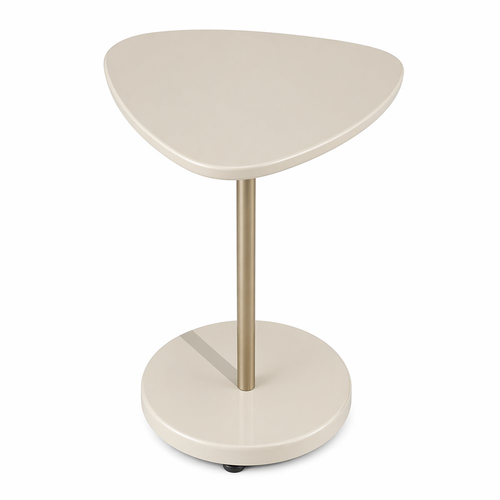 Mesa Auxiliar Alta Bel de 51 x 51 x 60 cm con Cubierta Triangular Redondeada Color Crema