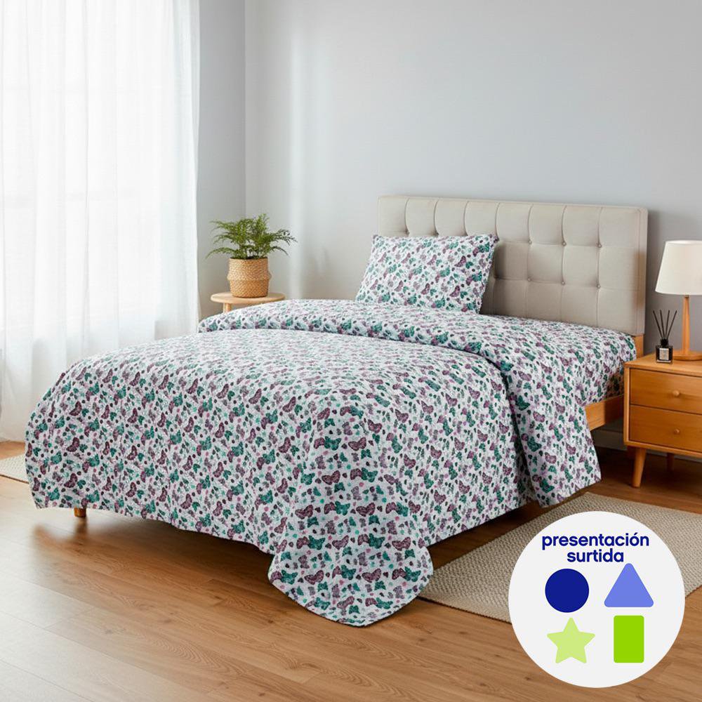 Set de Sábanas Imperial de 3 Piezas Diseño Estampado para Niños - Colores Surtidos