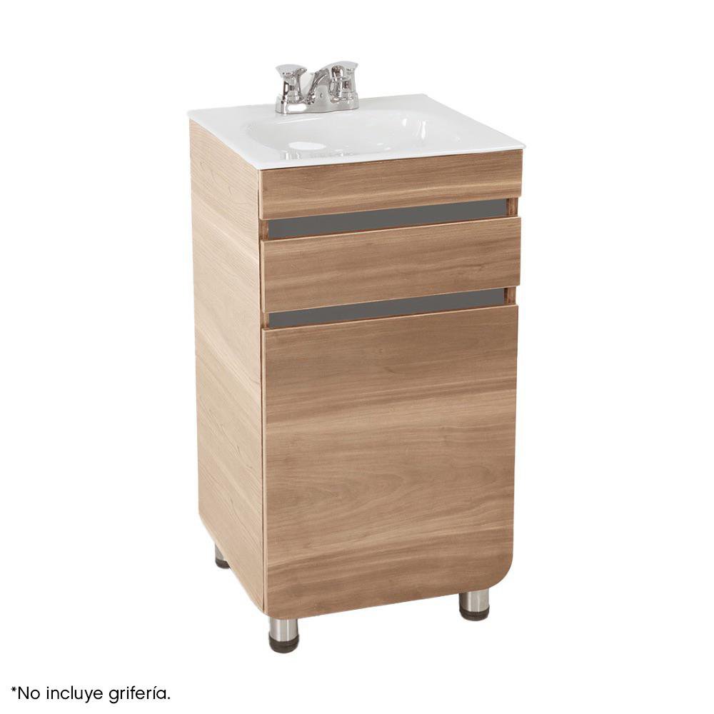 Vanity de Piso Aluvia de Madera Aglomerada con Lavamanos de Porcelana Integrado Café 45 Cm