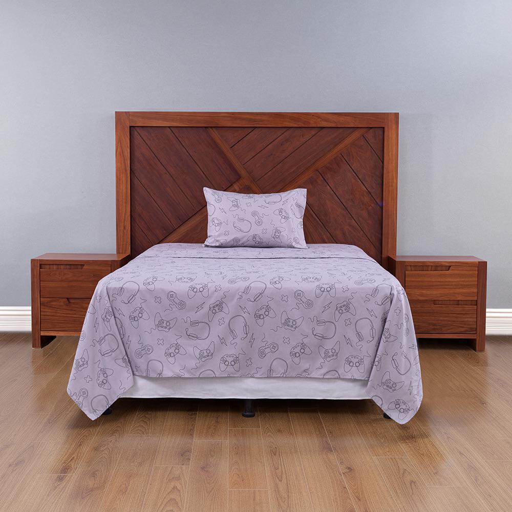 Set de Sábanas Imperial Diseño Lineal Color Lila de 2 Piezas