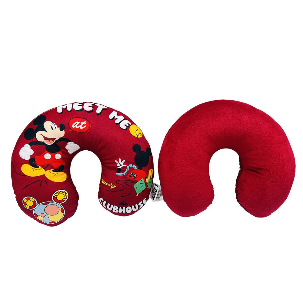 Cojín de Cuello Infantil Mickey Mouse para Viaje y Descanso Color Rojo