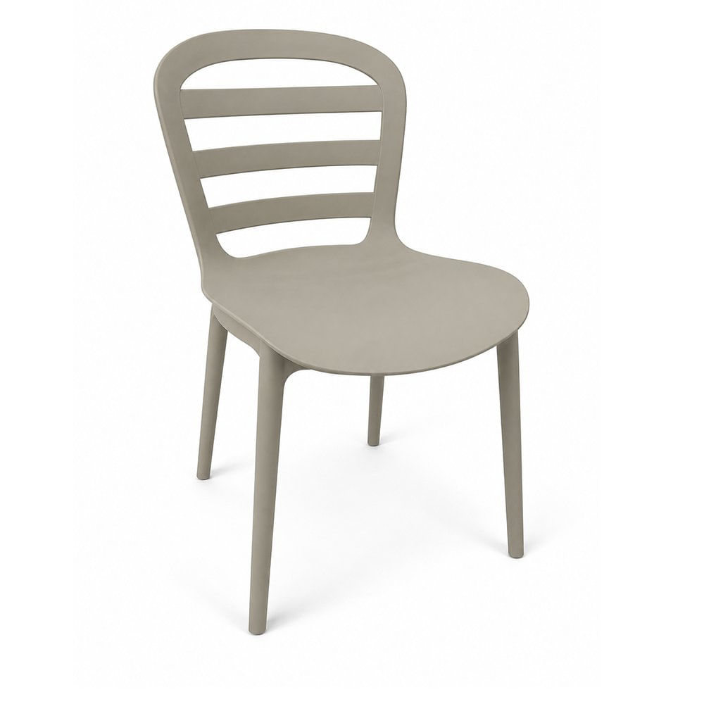 Silla Naty de Polipropileno para Exterior con Respaldo Curvo Color Crema