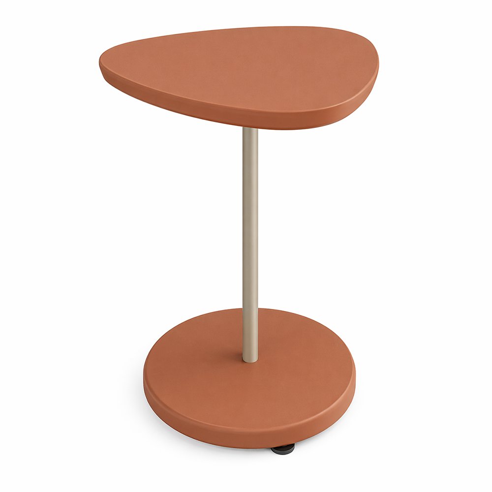 Mesa Auxiliar Bel de MDF y Metal para Sala 45 x 45 x 55 cm Color Terracota y Dorado