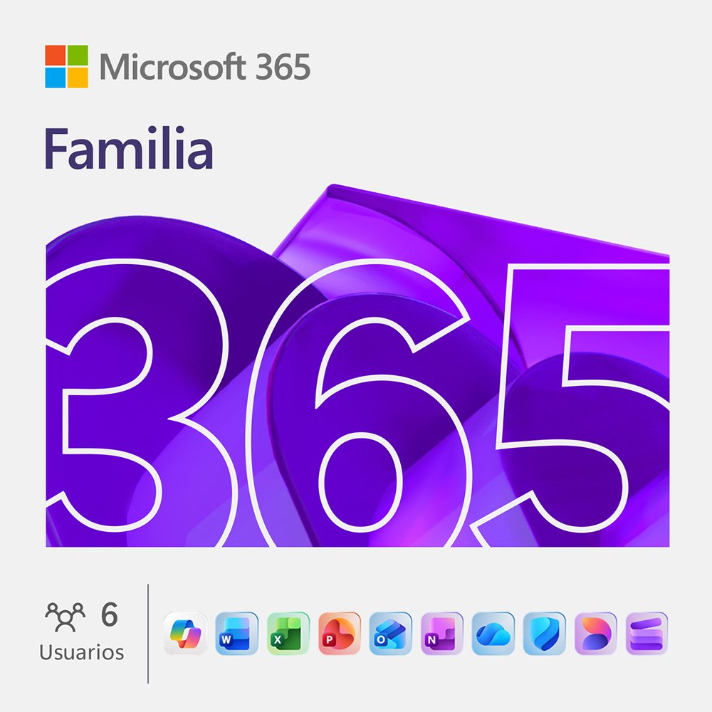 Microsoft 365 Familia Licencia Digital de 12 Meses para Hasta 6 Usuarios