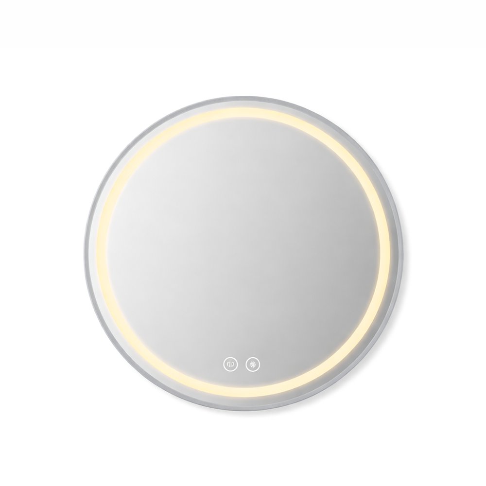 Espejo LED Redondo de 80 cm Antiempañante con Luz Regulable para Pared