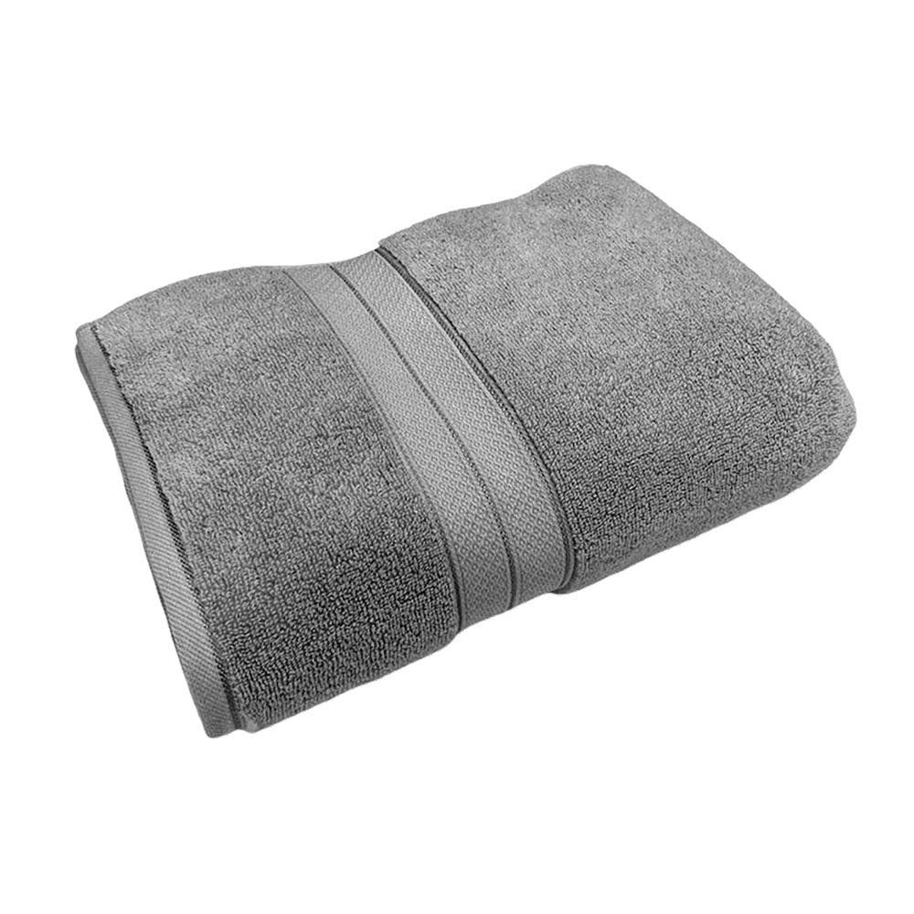 Toalla de Baño de Algodón Gris con Cenefa Decorativa para Uso Diario