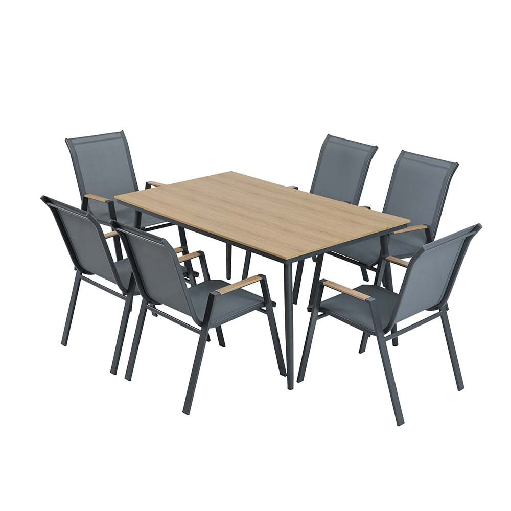 Set de Comedor Dúa para 6 Personas de Exterior Gris de 7 Piezas