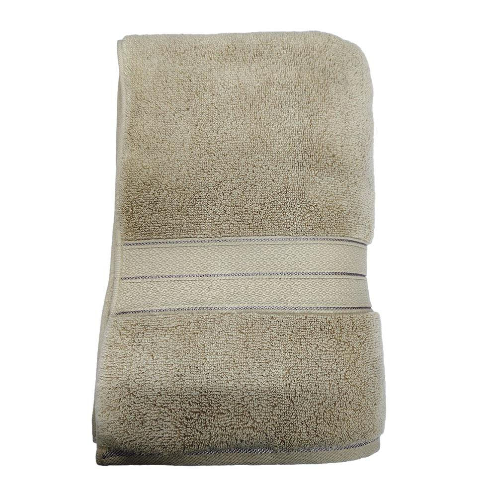 Toalla de Baño de Algodón Beige con Cenefa Decorativa para Uso Diario