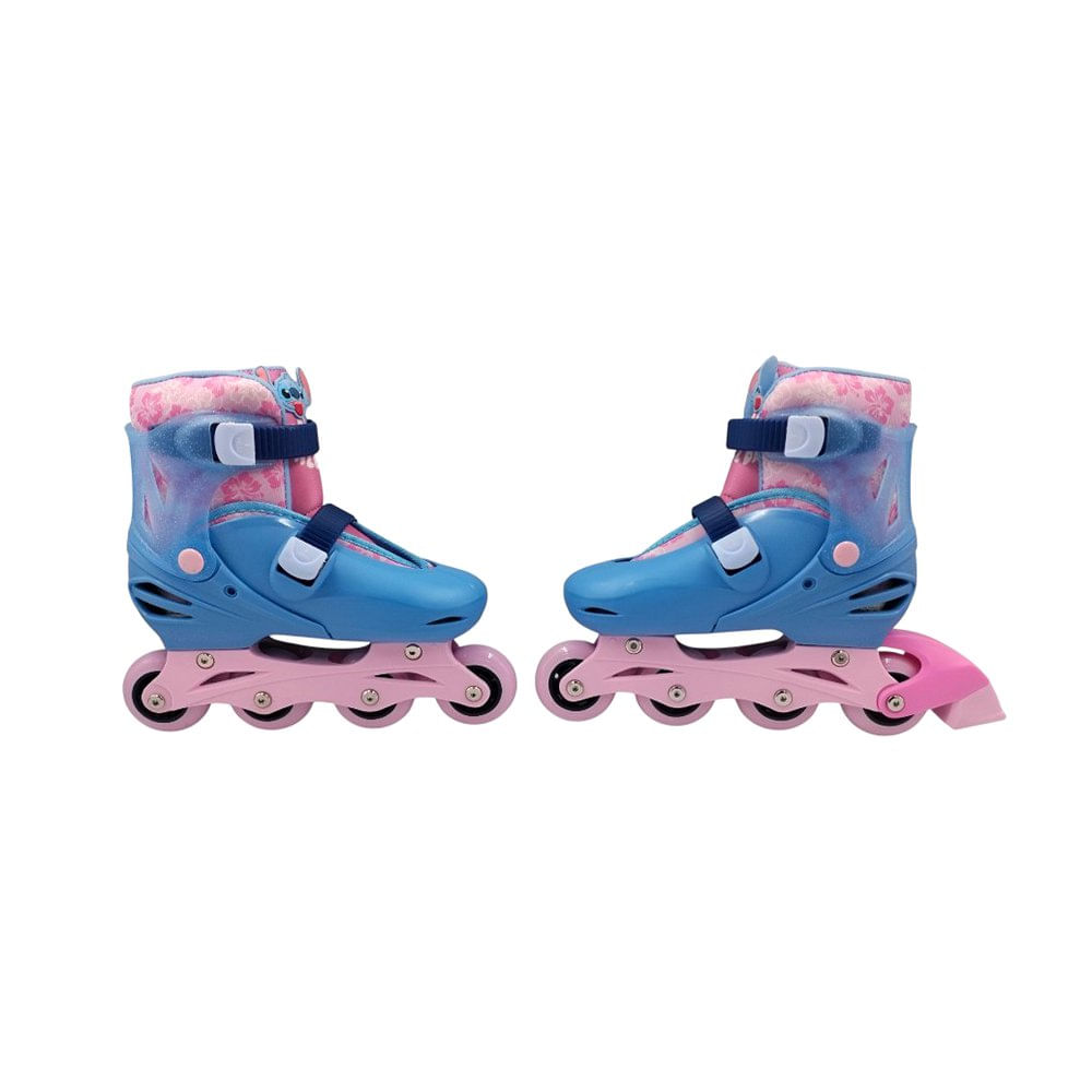 Patines en Línea 2 en 1 Ajustable Diseño de Stitch Talla 35-38 Color Azul y Rosado Patines…