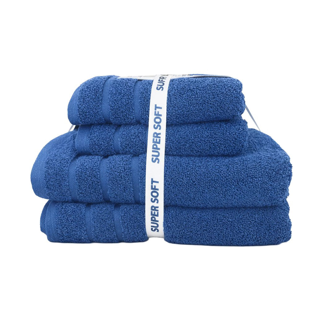 Set de 4 Toallas Qdry para Baño Color Azul