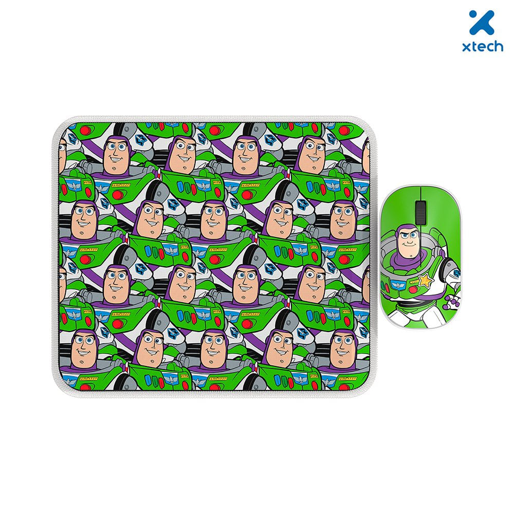 Kit de Mouse Inalámbrico y Mouse Pad Toy Story Buzz Lightyear 2.4 GHz 1200 DPI Verde