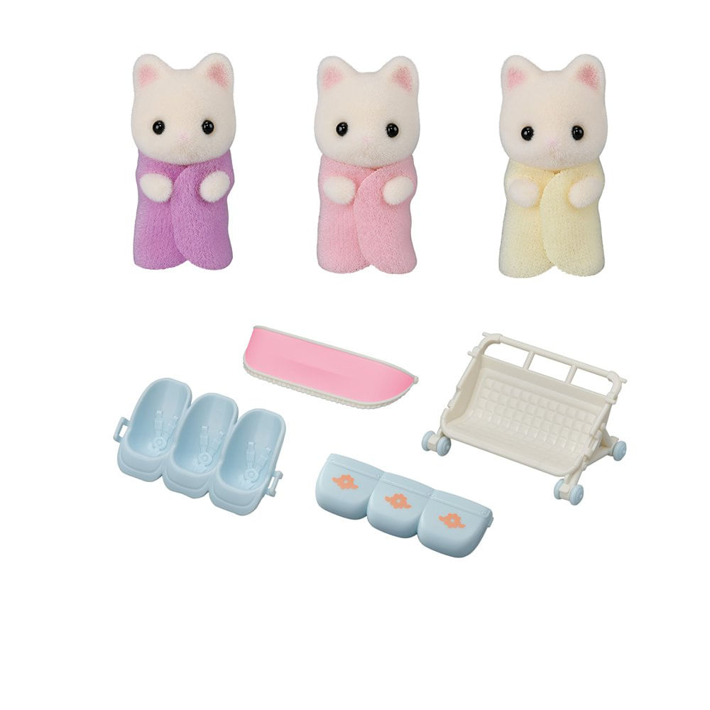 Sylvanian Families Floral Cat Trillizos con Carriola